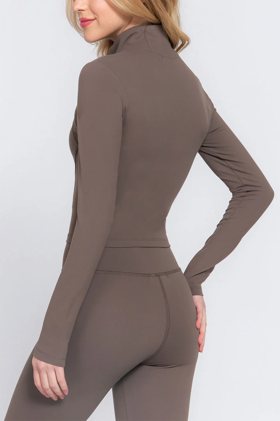 Basic Mock Neck Zip-Up Activewear Jacket - Image 15