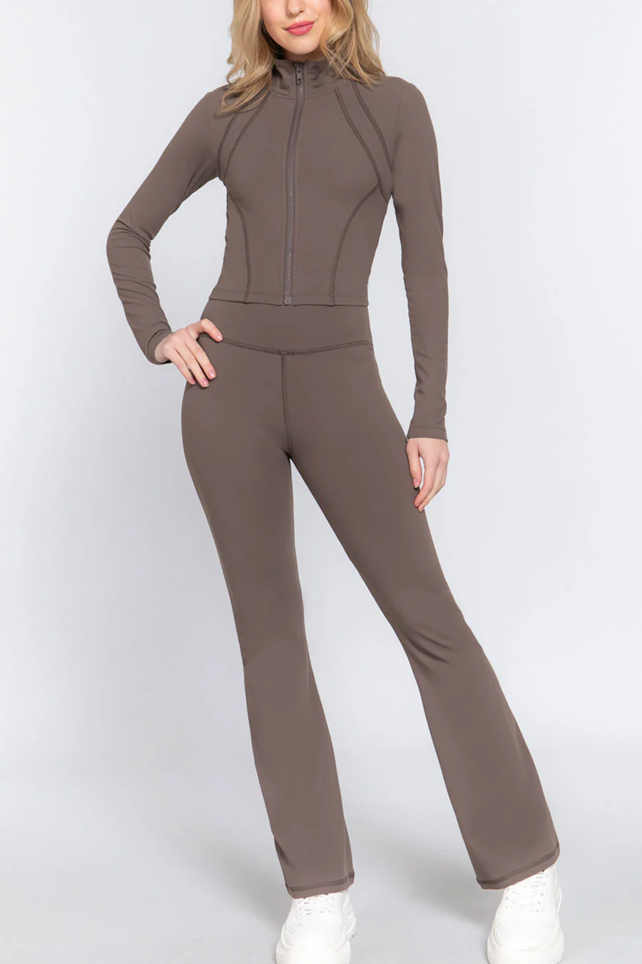 Basic Mock Neck Zip-Up Activewear Jacket - Image 16