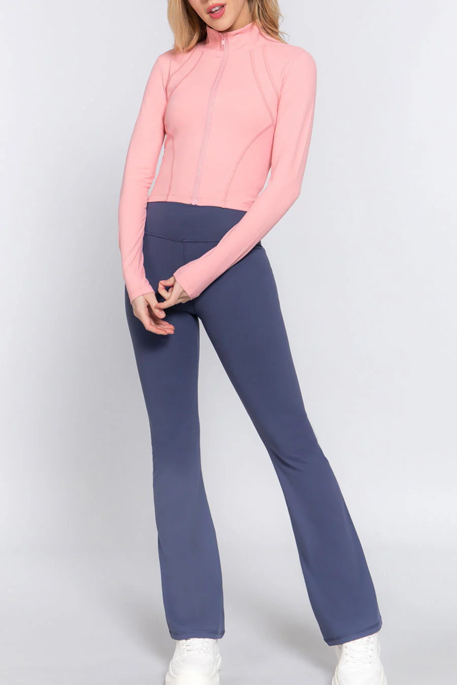Basic Mock Neck Zip-Up Activewear Jacket - Image 19