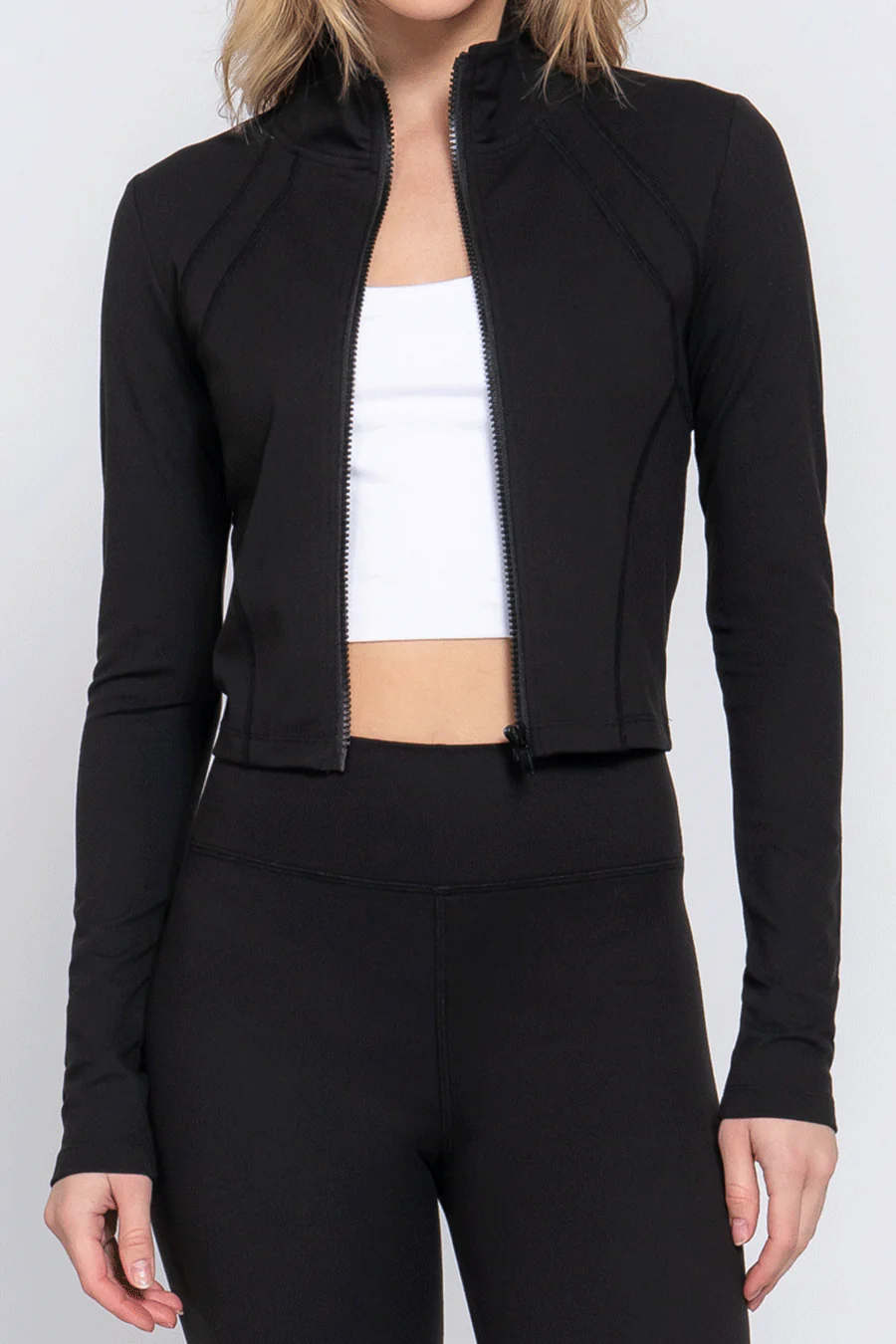 Basic Mock Neck Zip-Up Activewear Jacket - Image 6