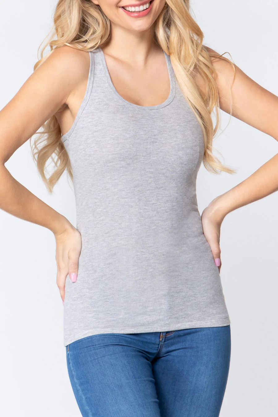 Basic Racerback Rib Tank Top - Image 6