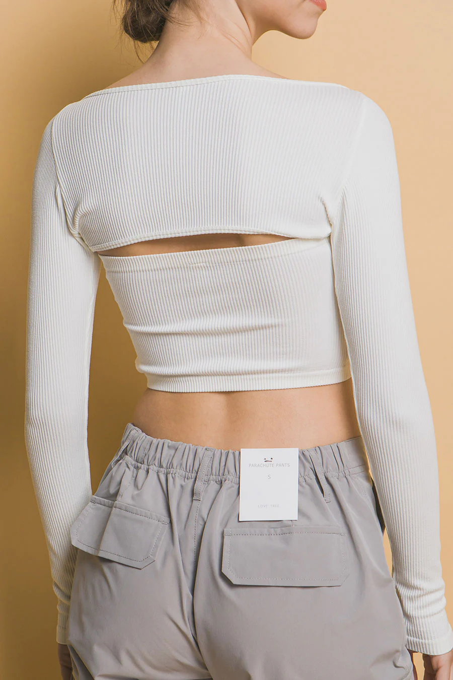 Basic Ribbed Knit Long Sleeve Bolero Top - Image 4