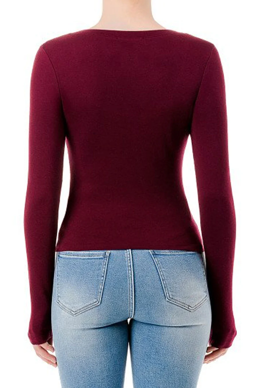 Basic Scoop Neck Brushed Jersey Long Sleeve Top - Image 10