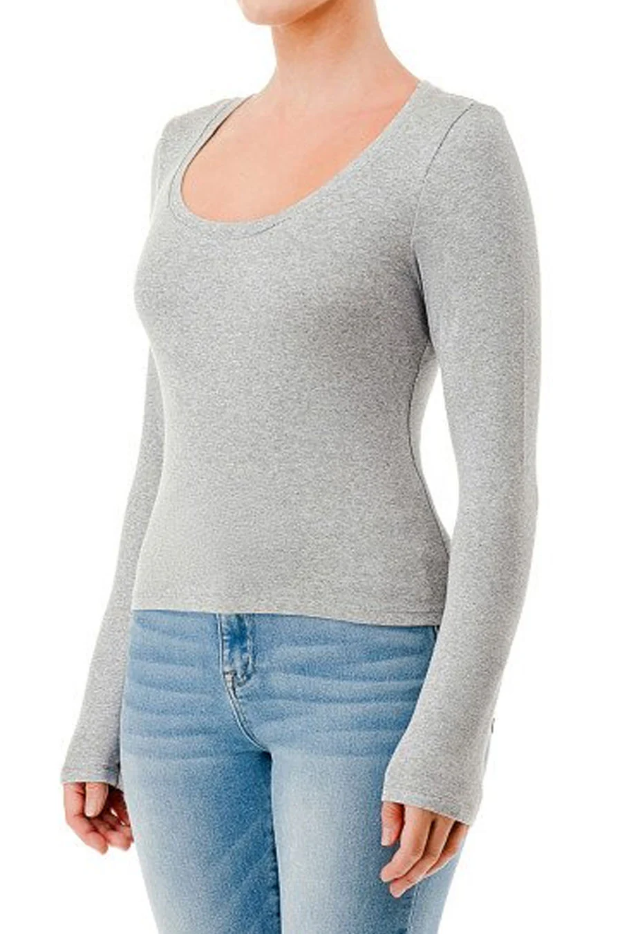 Basic Scoop Neck Brushed Jersey Long Sleeve Top - Image 11