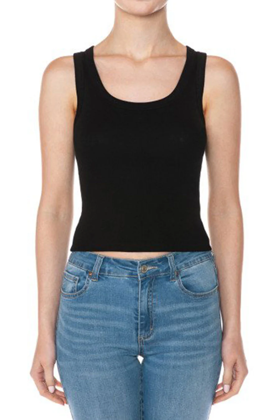 Basic Scoop Neck Ribbed Tank Top - Image 5