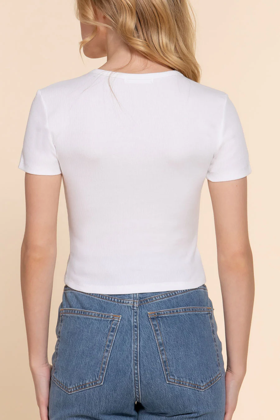 Basic Short Sleeve Cotton Baby Rib Tee - Image 12