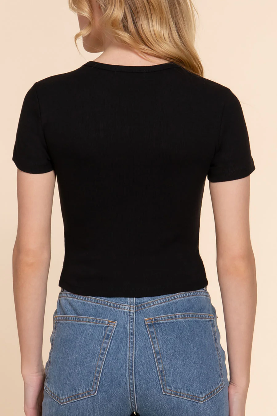 Basic Short Sleeve Cotton Baby Rib Tee - Image 17