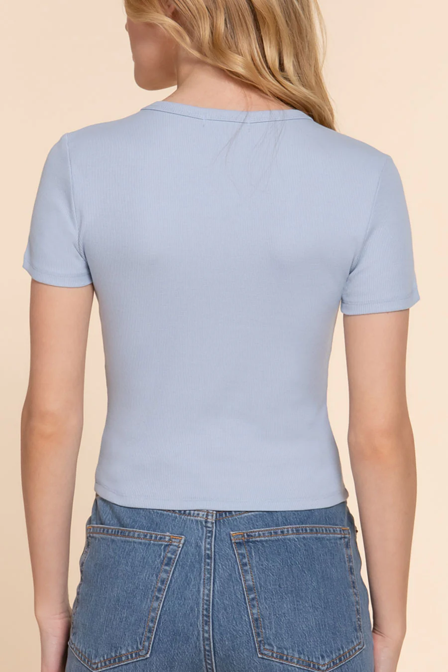 Basic Short Sleeve Cotton Baby Rib Tee - Image 4
