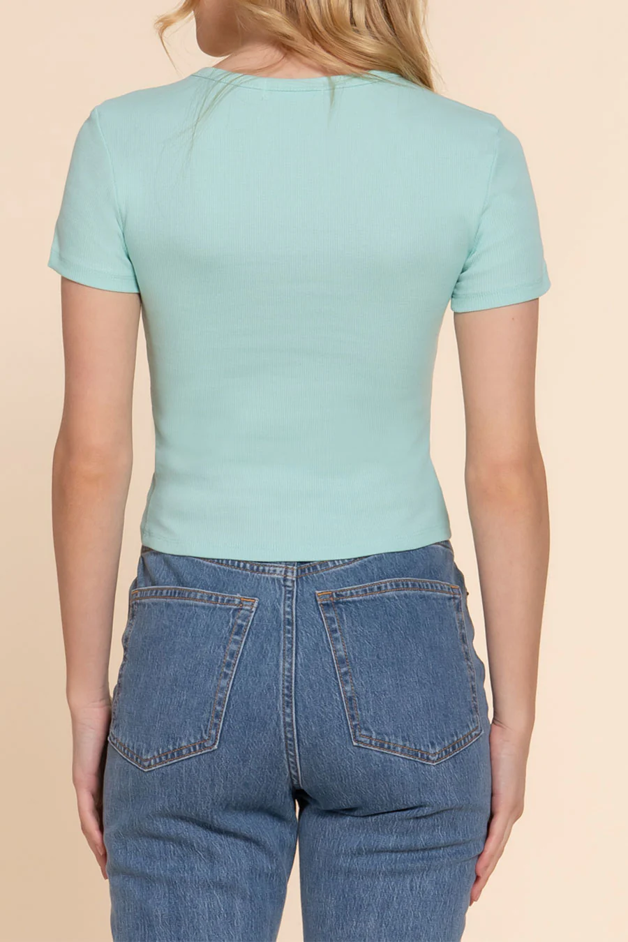 Basic Short Sleeve Cotton Baby Rib Tee - Image 8