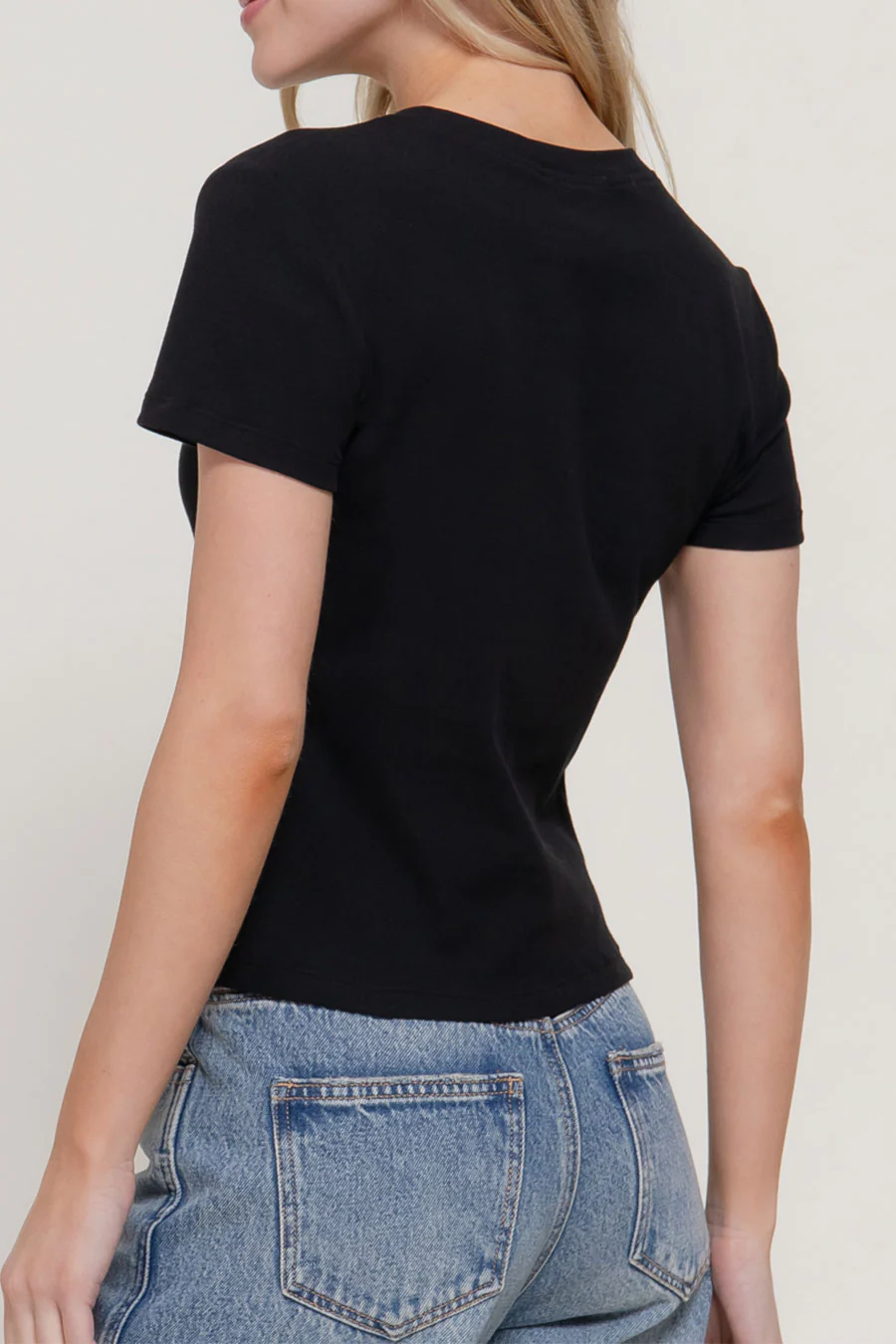 Basic Short Sleeve Crew Neck Rib Tee - Image 10