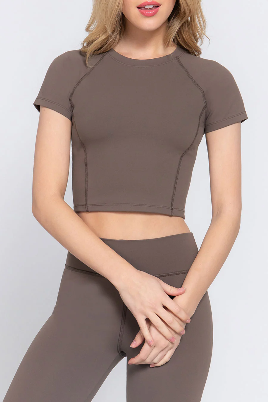 Basic Short Sleeve Crew Neck Workout Top - Image 14