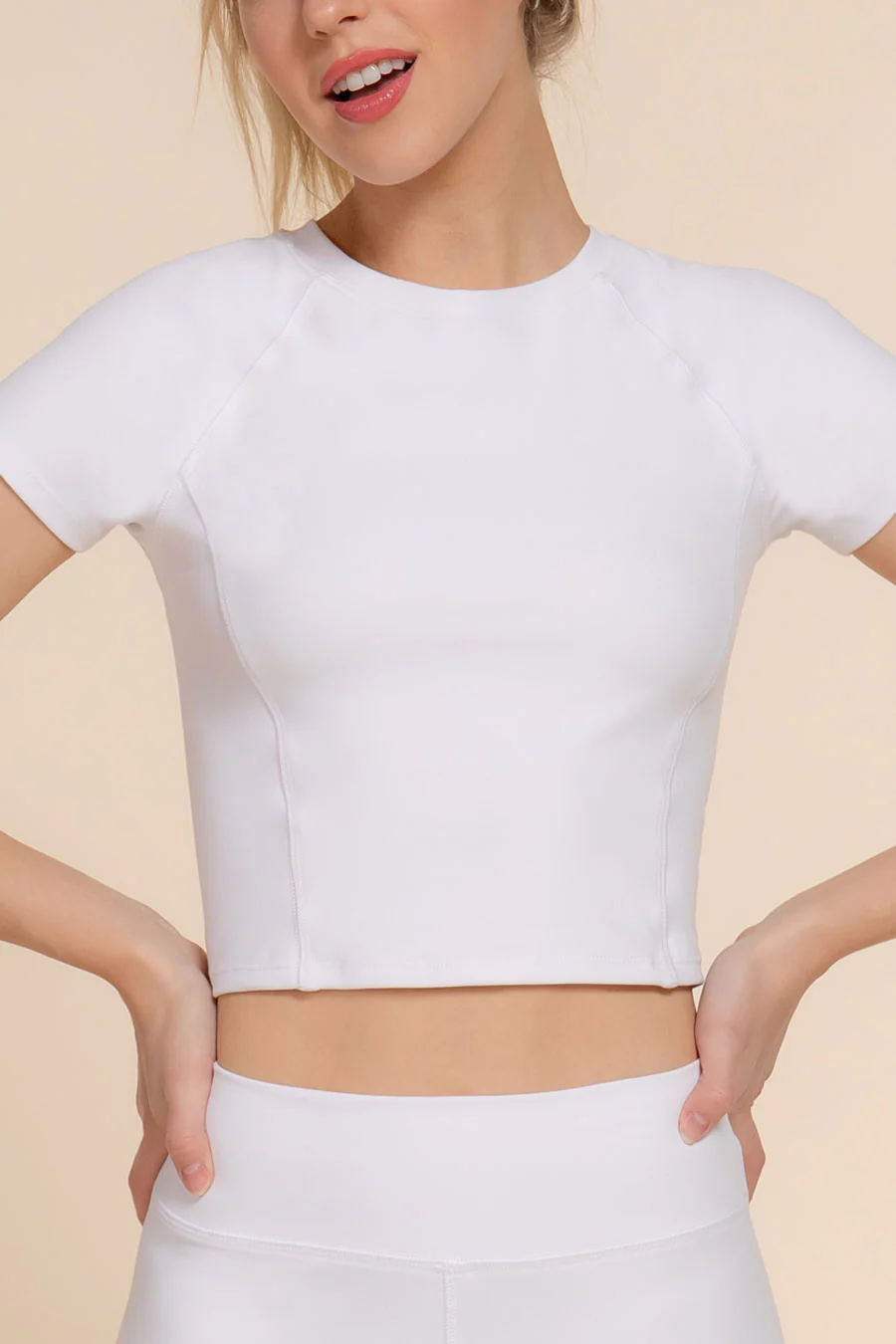 Basic Short Sleeve Crew Neck Workout Top - Image 9