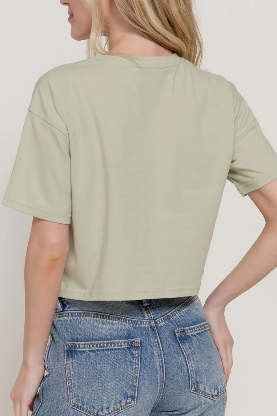 Basic Short Sleeve Oversize Crop Cotton Knit Tee - Image 11