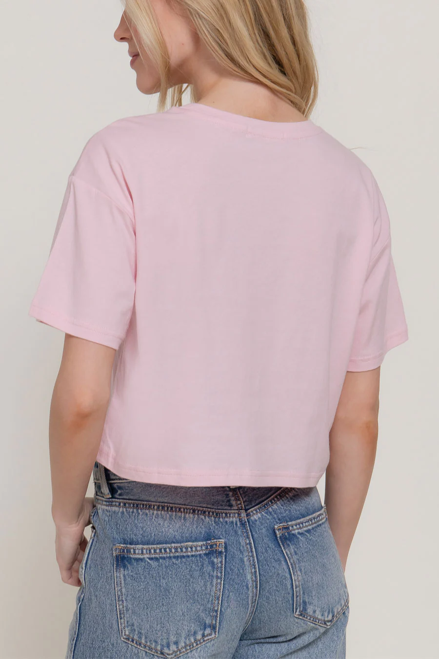 Basic Short Sleeve Oversize Crop Cotton Knit Tee - Image 14