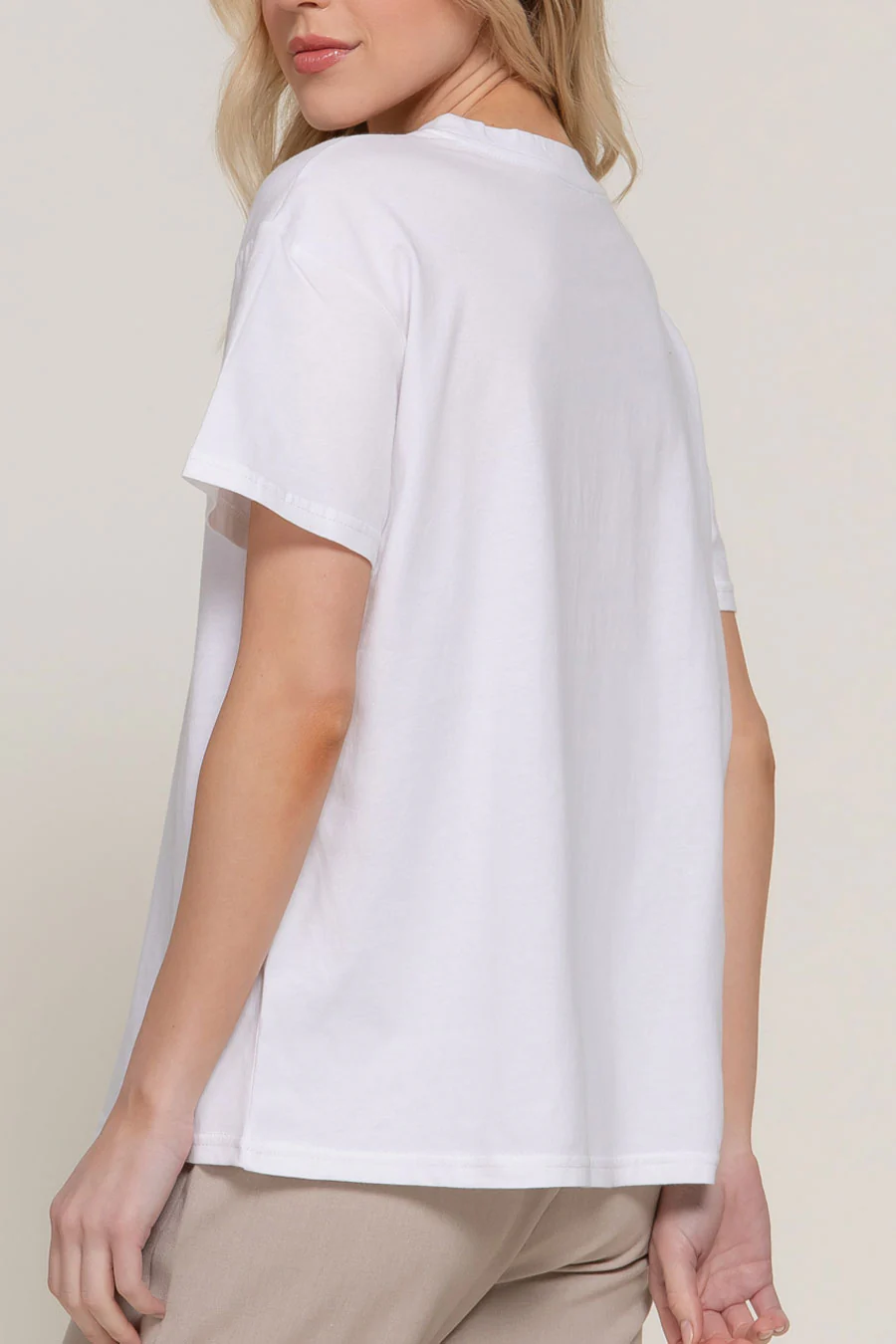Basic Short Sleeve Round Neck Loose Fit Cotton Tee - Image 10