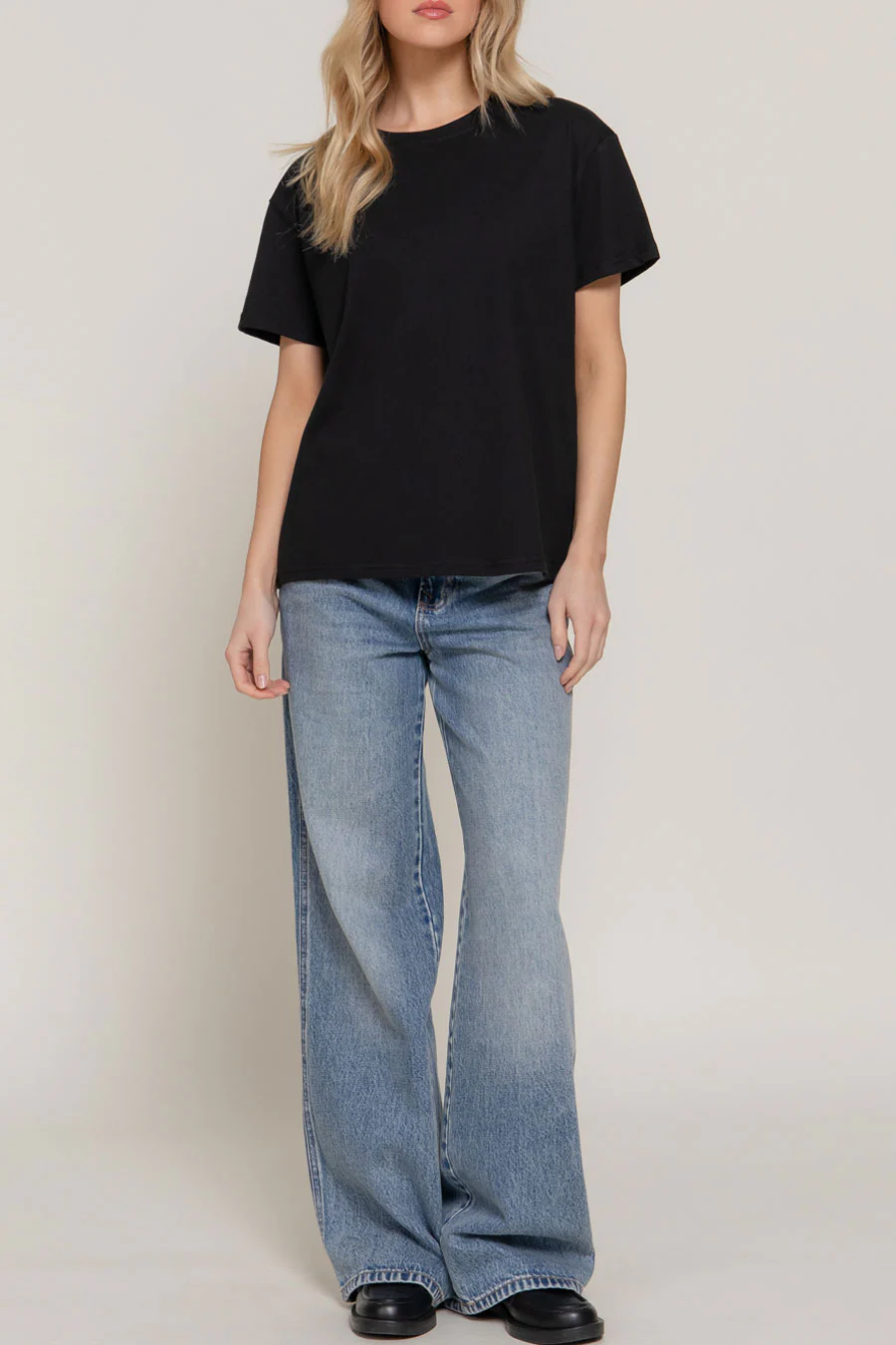 Basic Short Sleeve Round Neck Loose Fit Cotton Tee - Image 13