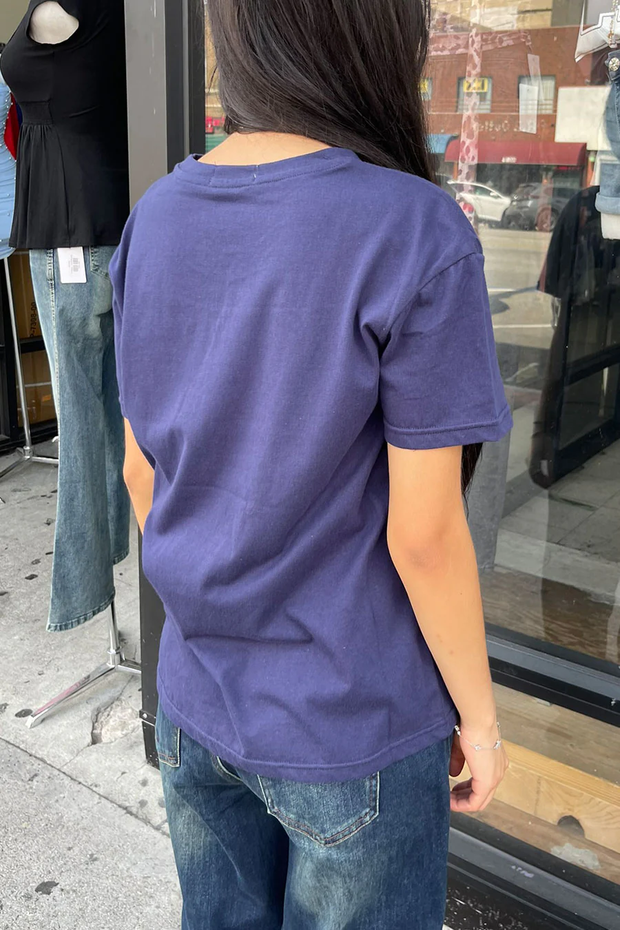 Basic Short Sleeve Round Neck Loose Fit Cotton Tee - Image 2
