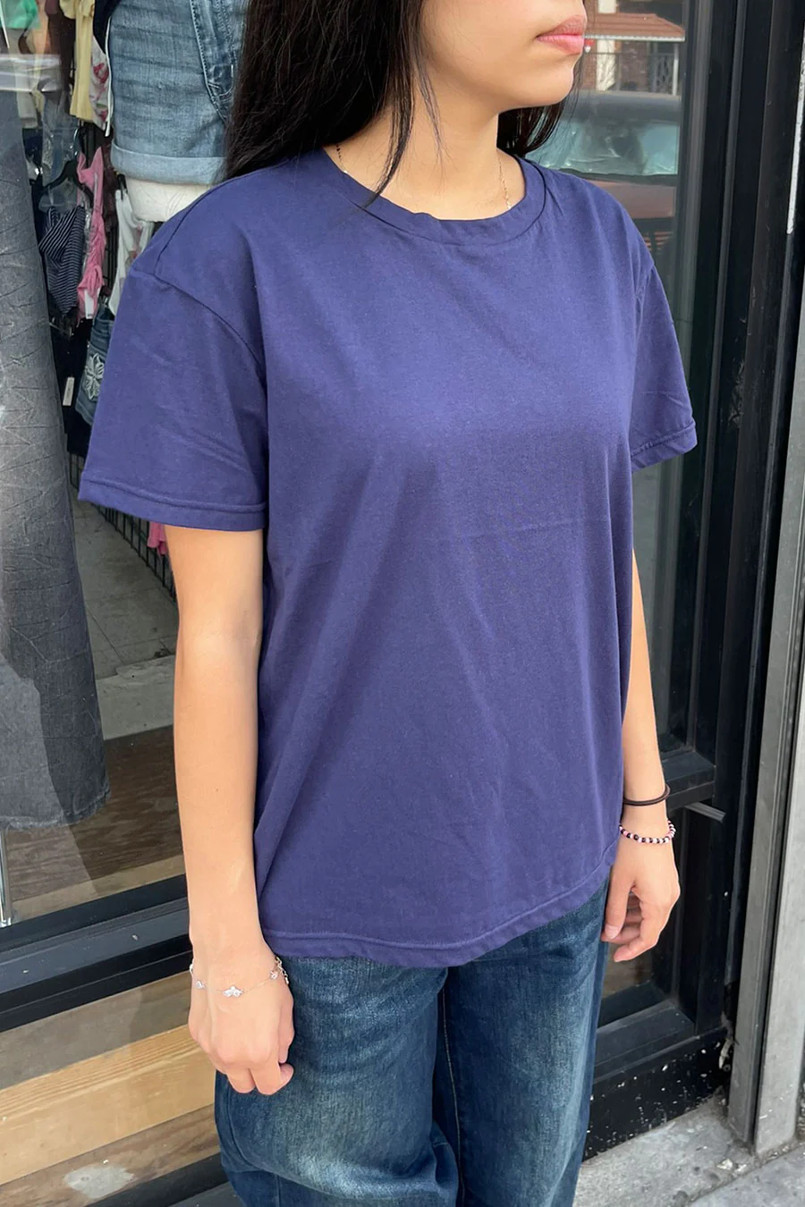 Basic Short Sleeve Round Neck Loose Fit Cotton Tee - Image 3