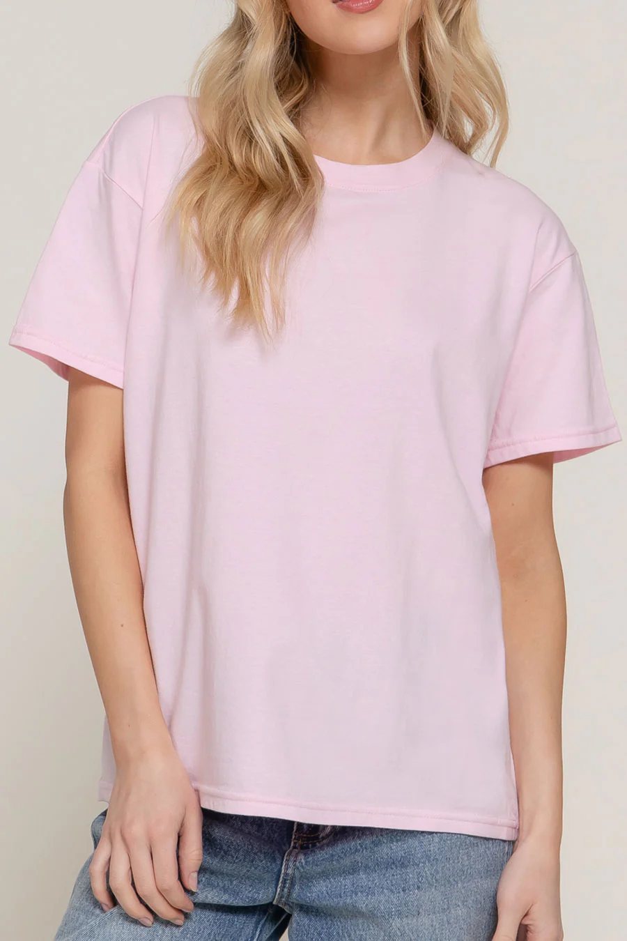 Basic Short Sleeve Round Neck Loose Fit Cotton Tee - Image 5