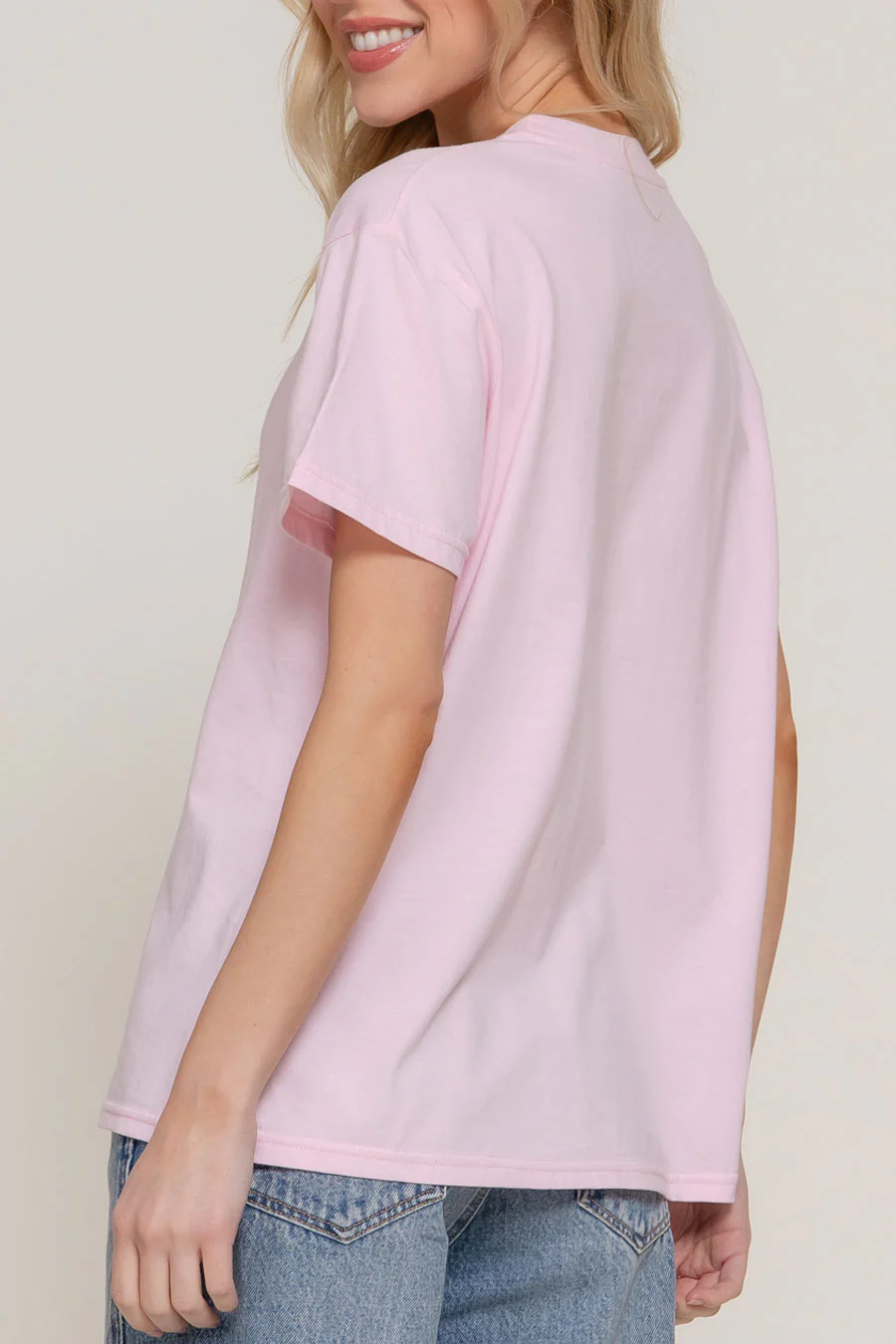 Basic Short Sleeve Round Neck Loose Fit Cotton Tee - Image 9