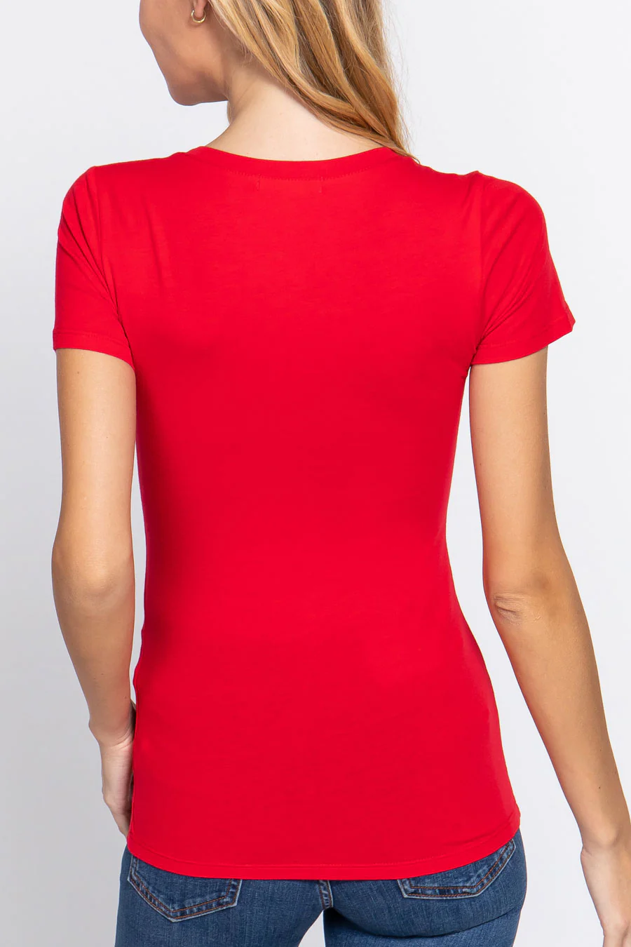 Basic Short Sleeve Scoop Neck T-Shirt Top - Image 16