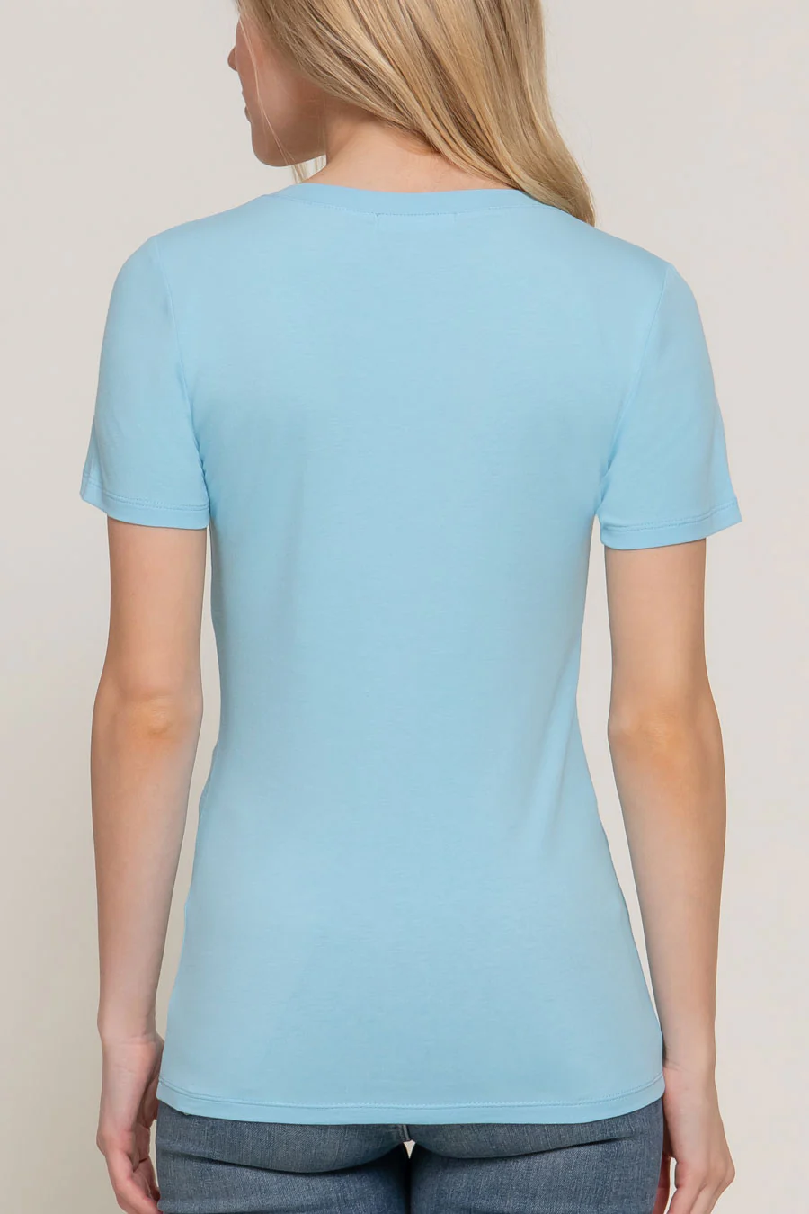 Basic Short Sleeve Scoop Neck T-Shirt Top - Image 19