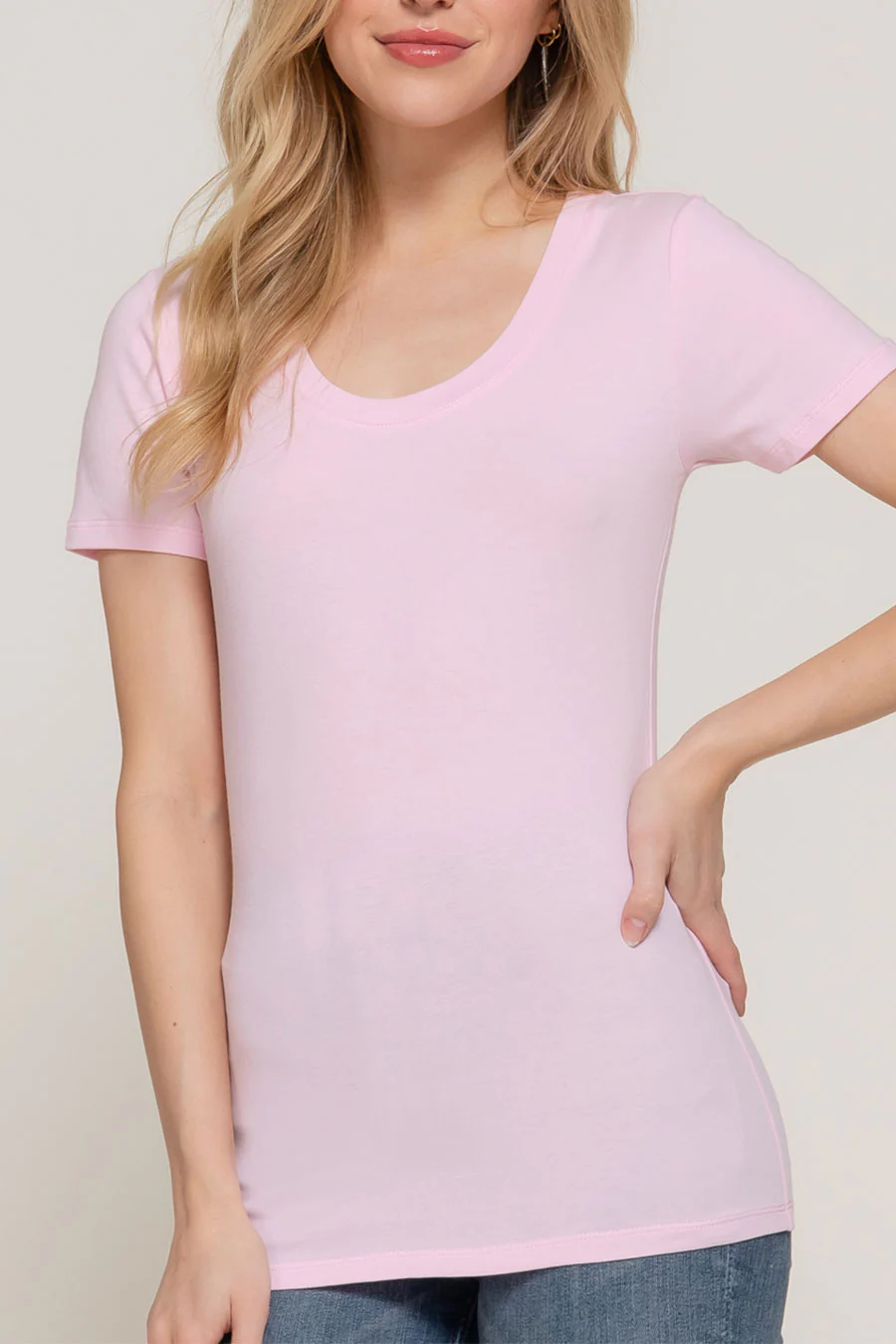 Basic Short Sleeve Scoop Neck T-Shirt Top - Image 24