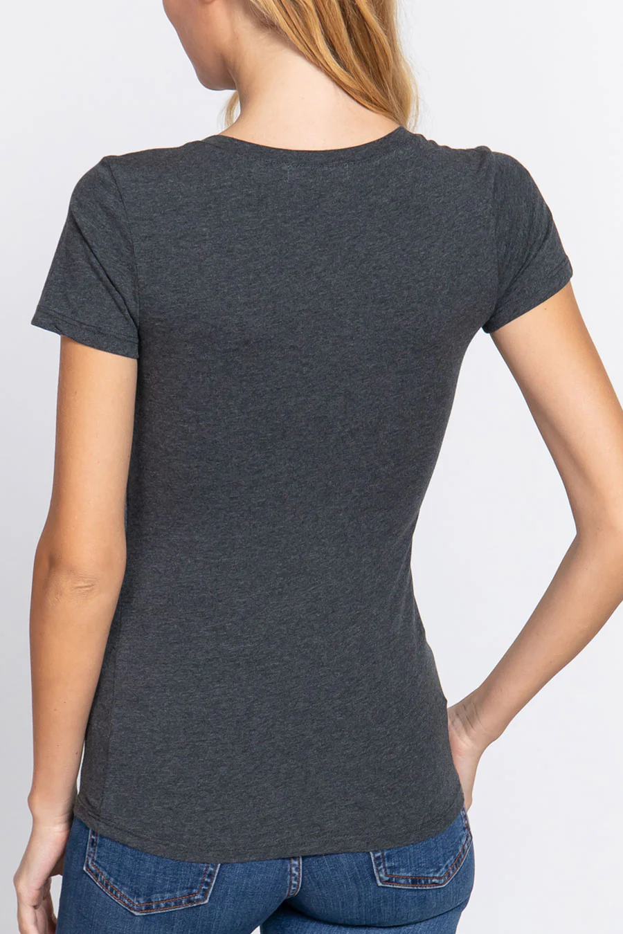Basic Short Sleeve Scoop Neck T-Shirt Top - Image 27