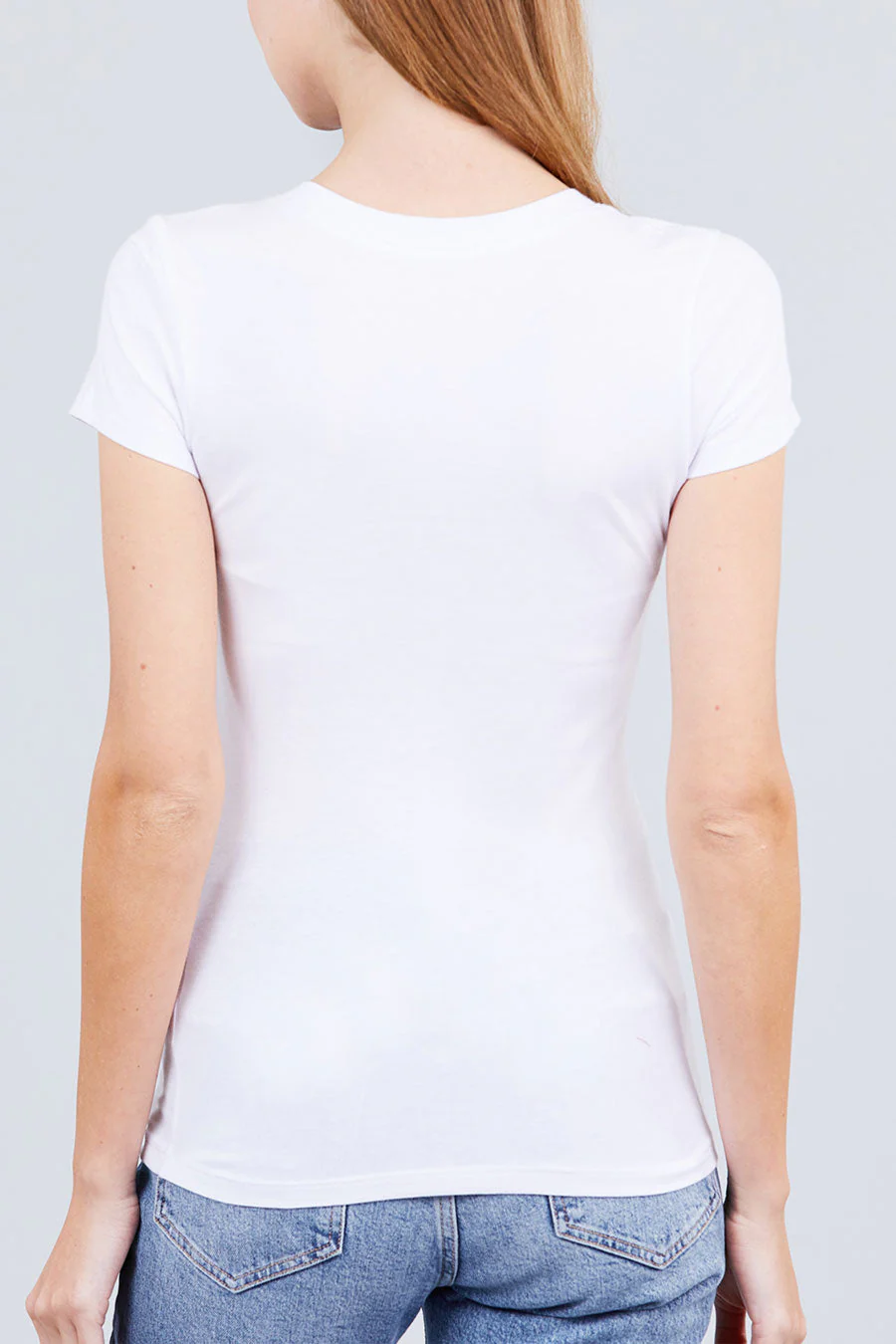 Basic Short Sleeve Scoop Neck T-Shirt Top - Image 6