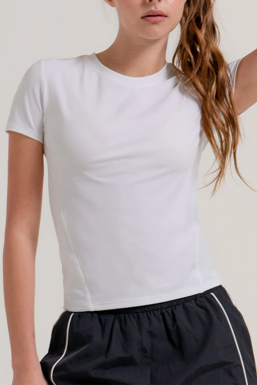 Basic Short Sleeve Side Seam Activewear Top - Image 6
