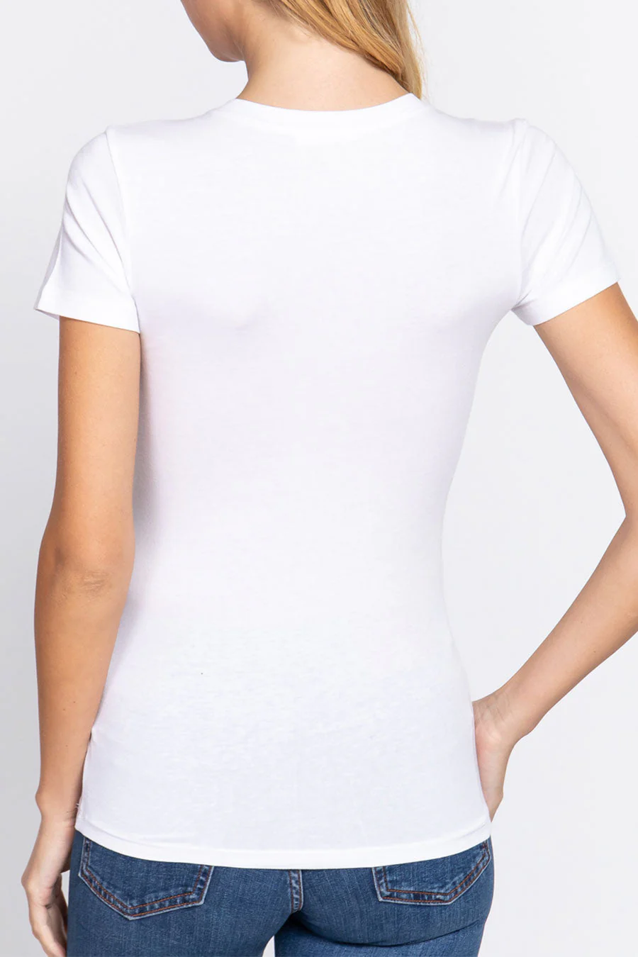 Basic Short Sleeve V-Neck T-Shirt - Image 11