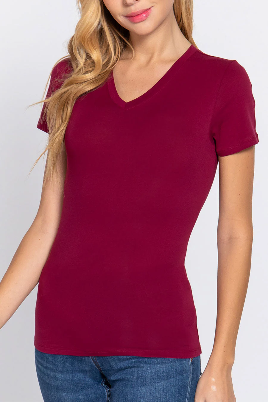 Basic Short Sleeve V-Neck T-Shirt - Image 16
