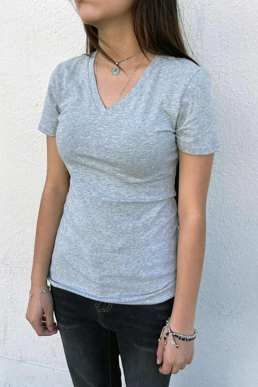Basic Short Sleeve V-Neck T-Shirt - Image 3