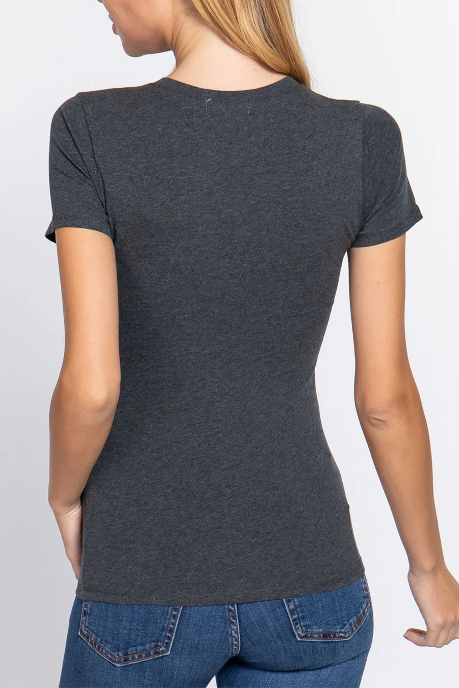 Basic Short Sleeve V-Neck T-Shirt - Image 7