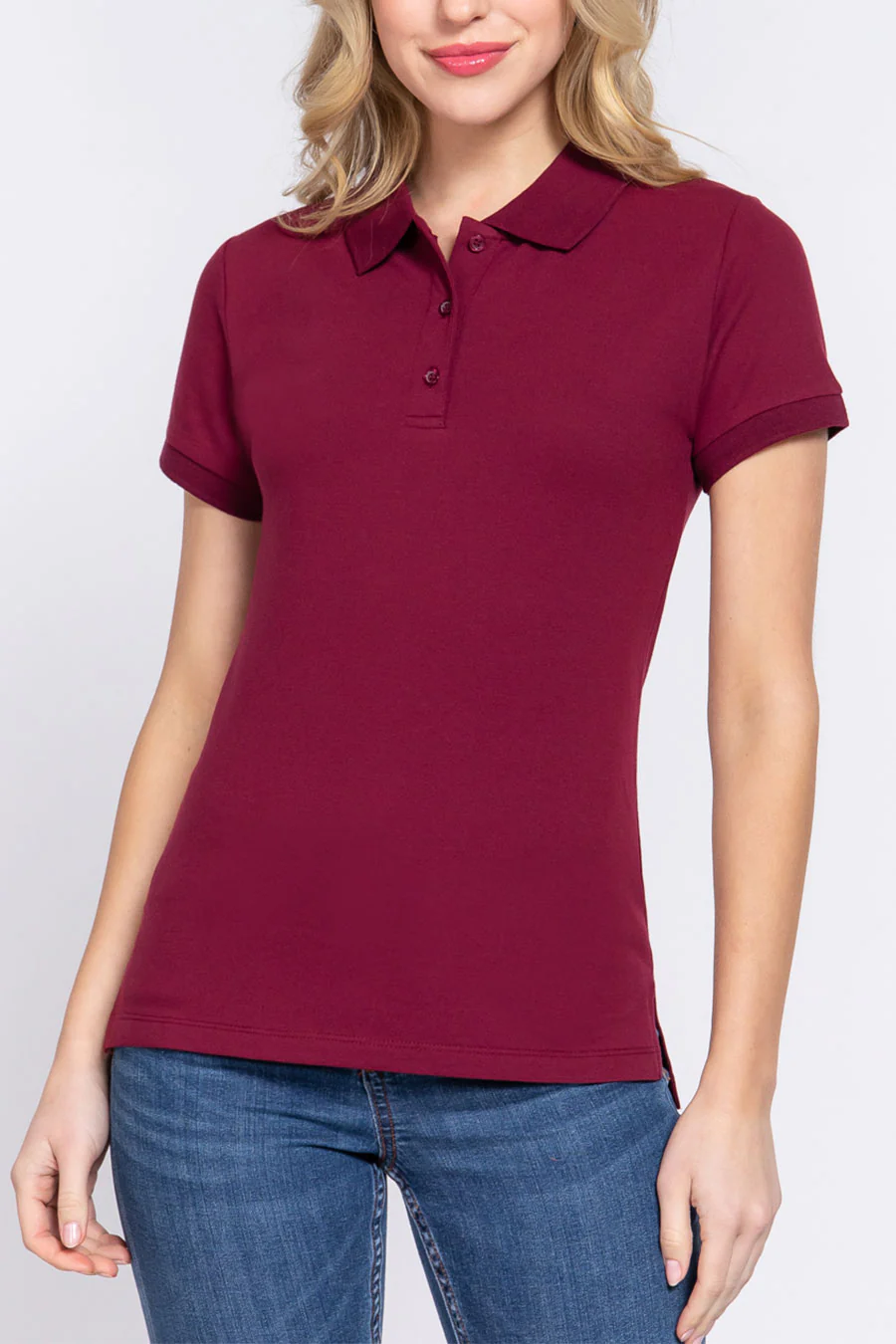 Basic Short Sleeveless Classic Polo Uniform Shirt - Image 3