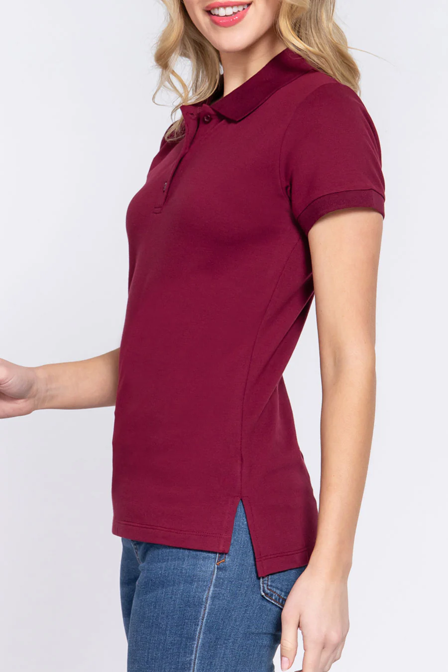 Basic Short Sleeveless Classic Polo Uniform Shirt - Image 4