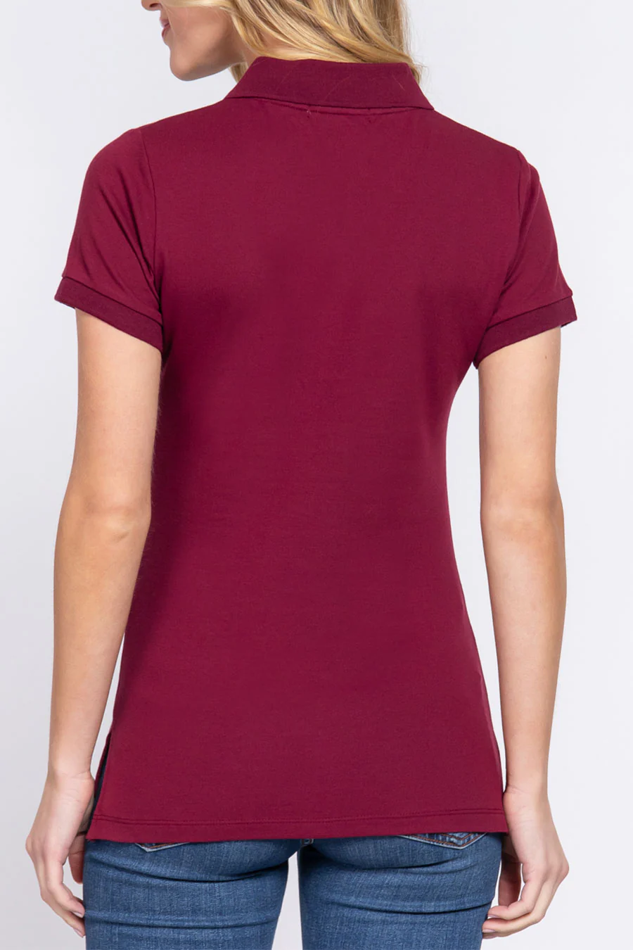 Basic Short Sleeveless Classic Polo Uniform Shirt - Image 5