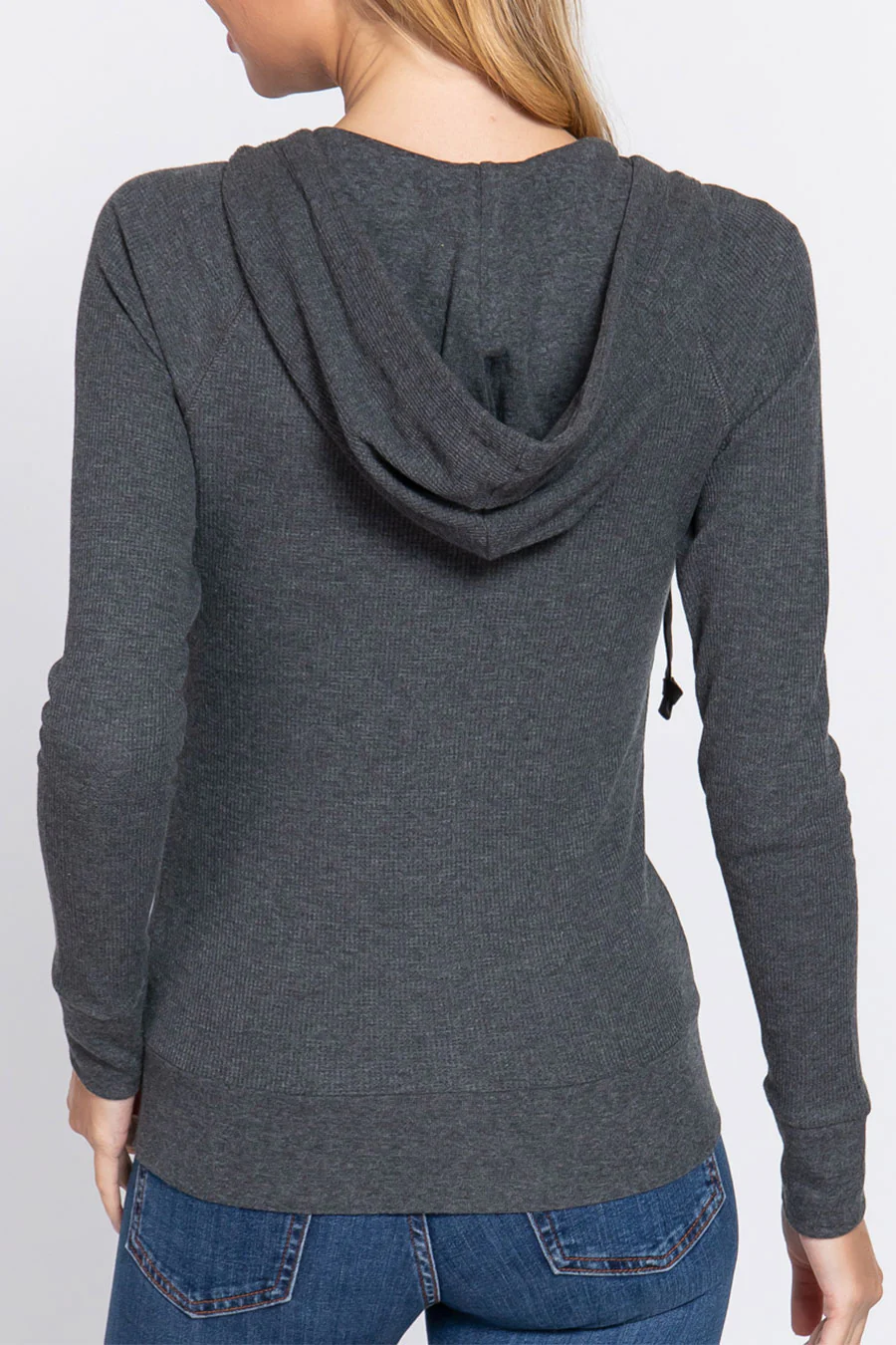Basic Thermal Zip-Up Hoodie Jacket with Kangaroo Pocket - Image 10
