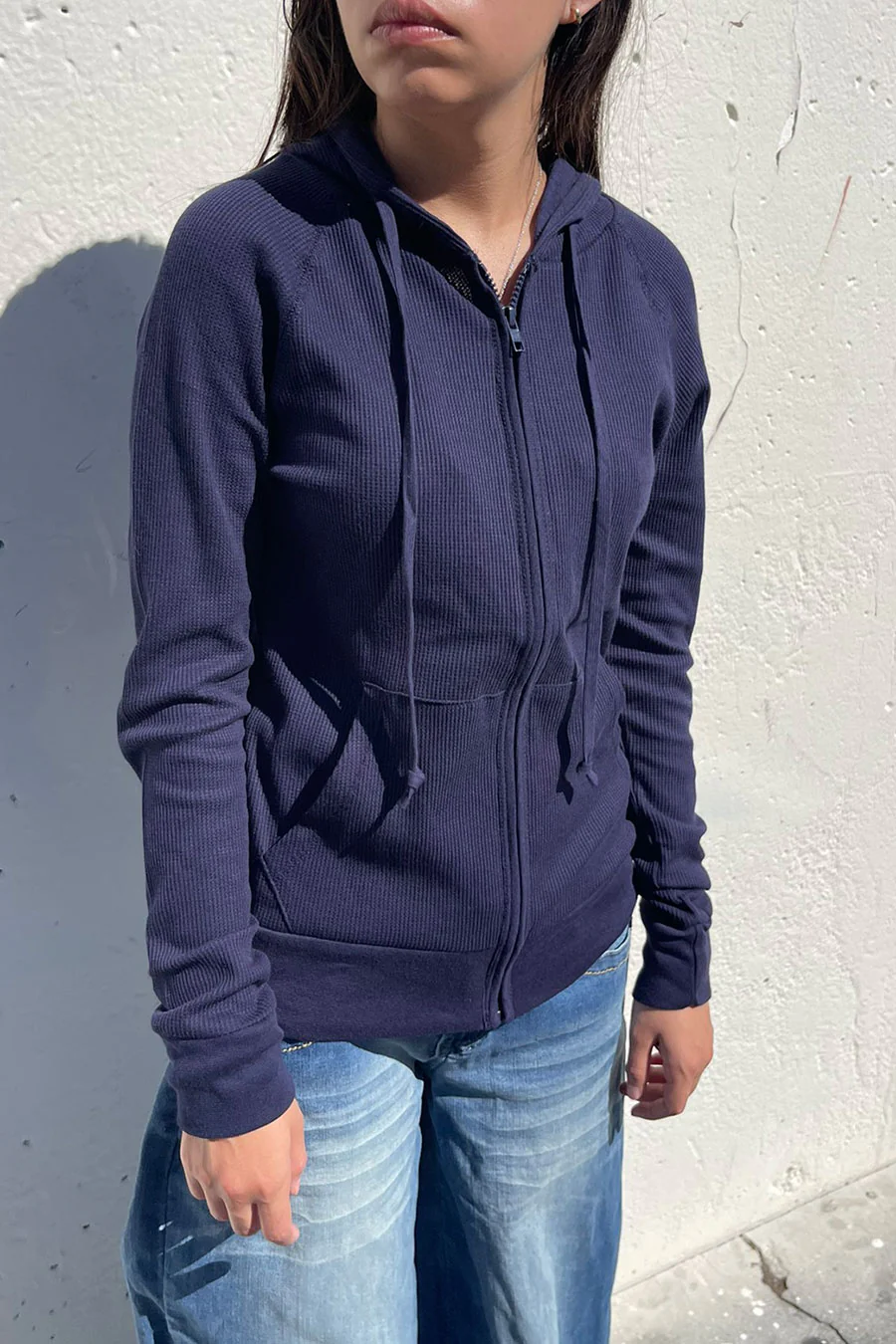 Basic Thermal Zip-Up Hoodie Jacket with Kangaroo Pocket - Image 3