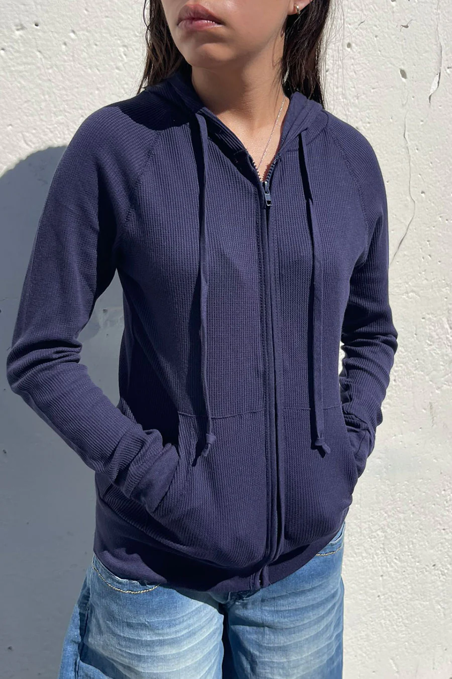 Basic Thermal Zip-Up Hoodie Jacket with Kangaroo Pocket - Image 4