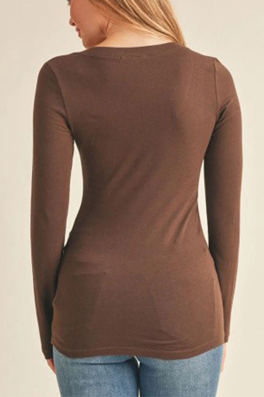 Basic V-Neck Long Sleeve Top - Image 10