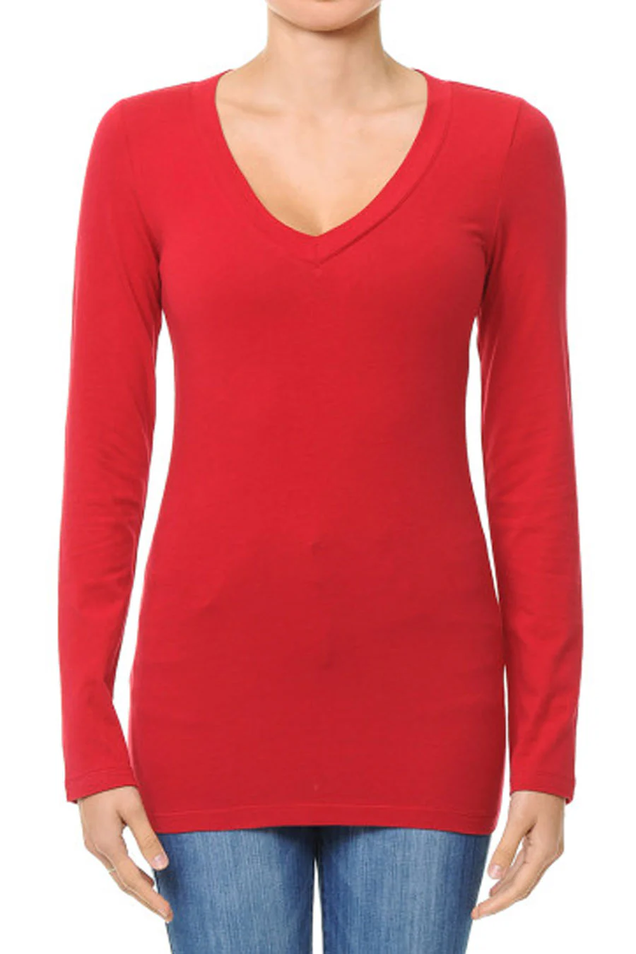 Basic V-Neck Long Sleeve Top - Image 11