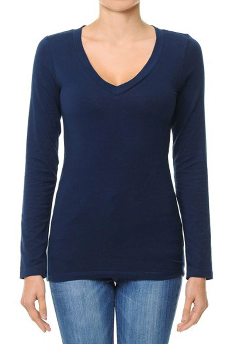 Basic V-Neck Long Sleeve Top - Image 12