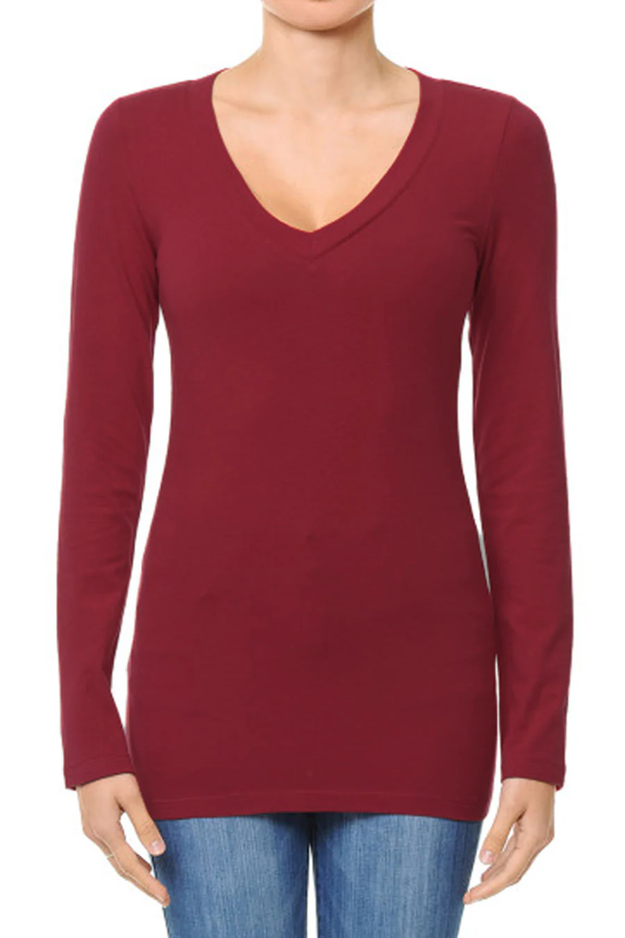 Basic V-Neck Long Sleeve Top - Image 15