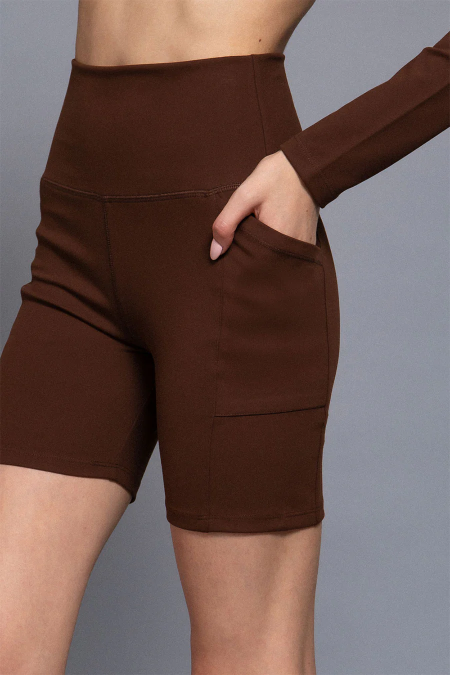 Basic Waist Band Activewear Bike Shorts With Pocket - Image 2