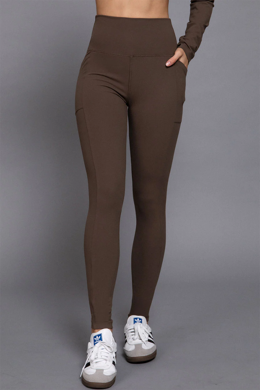 Basic Waist Band Workout Leggings with Side Pocket - Image 3