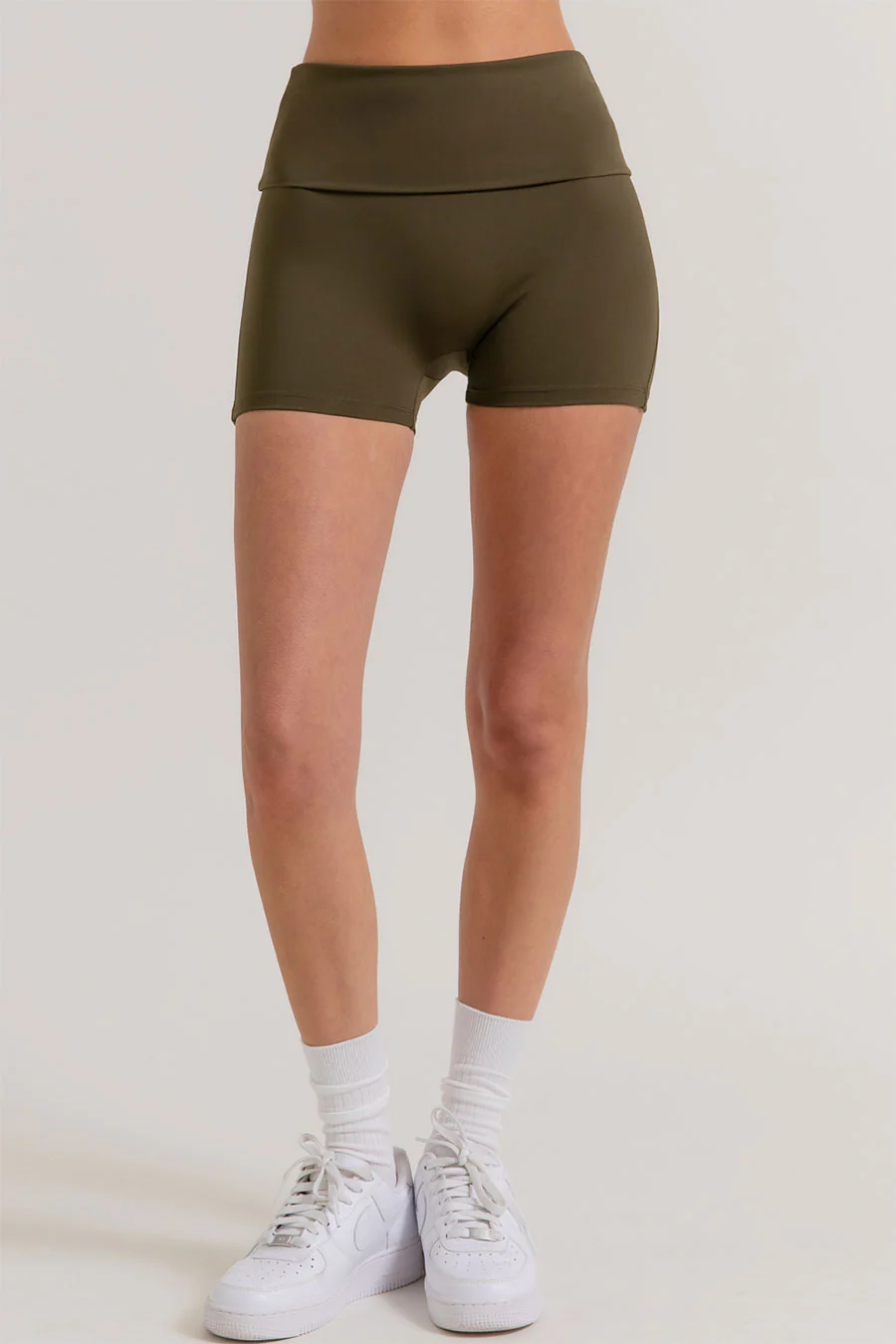 Basic Waist Fold-Over Activewear Bike Shorts - Image 14