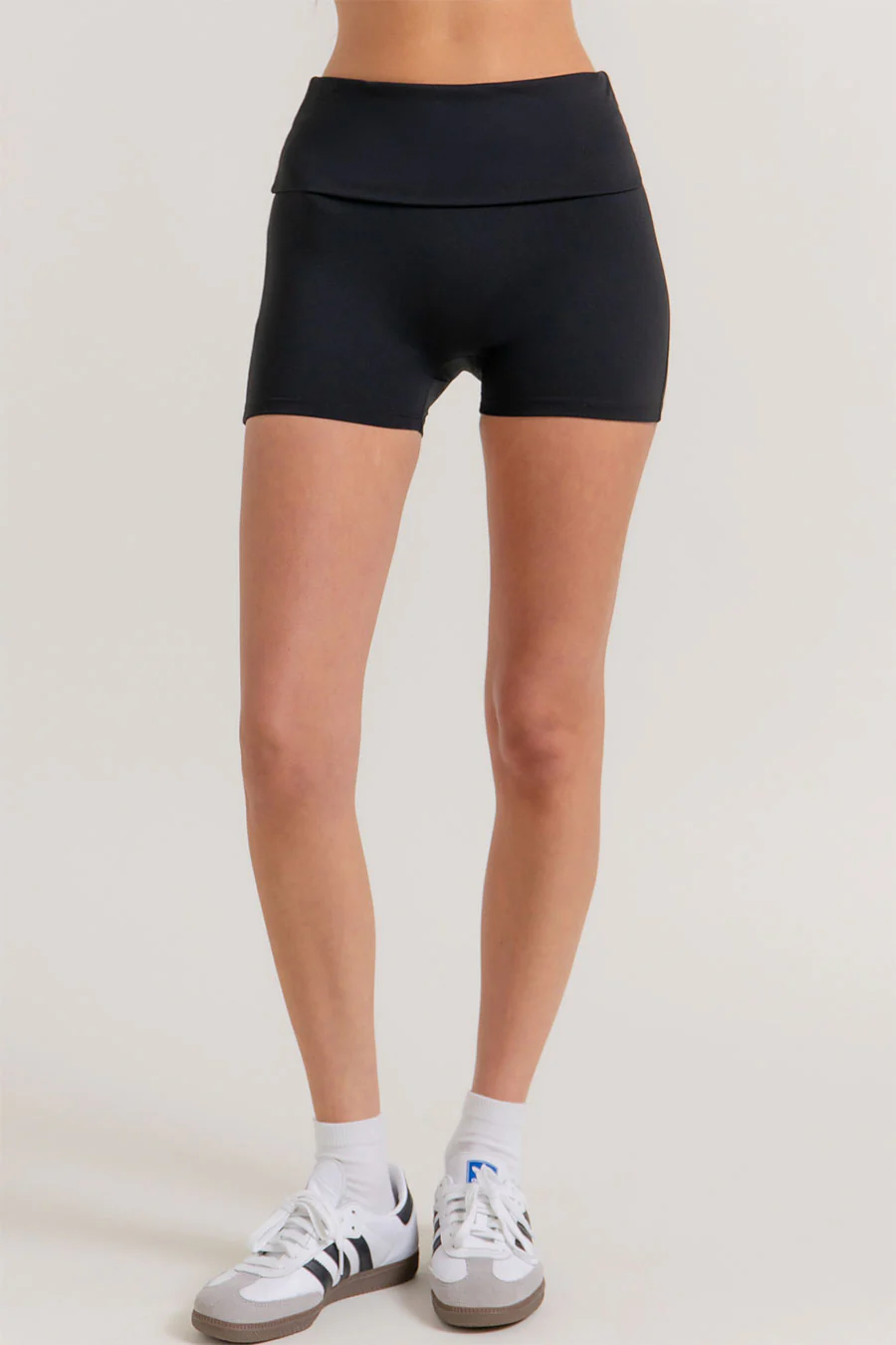 Basic Waist Fold-Over Activewear Bike Shorts - Image 6