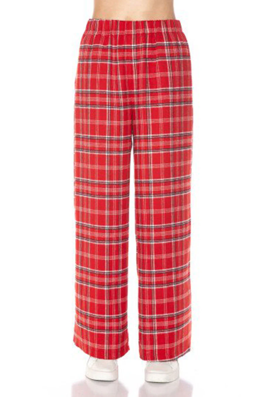 Basic Yarn-Dyed Plaid Flannel Pajama Pants with Side Pockets - Image 9
