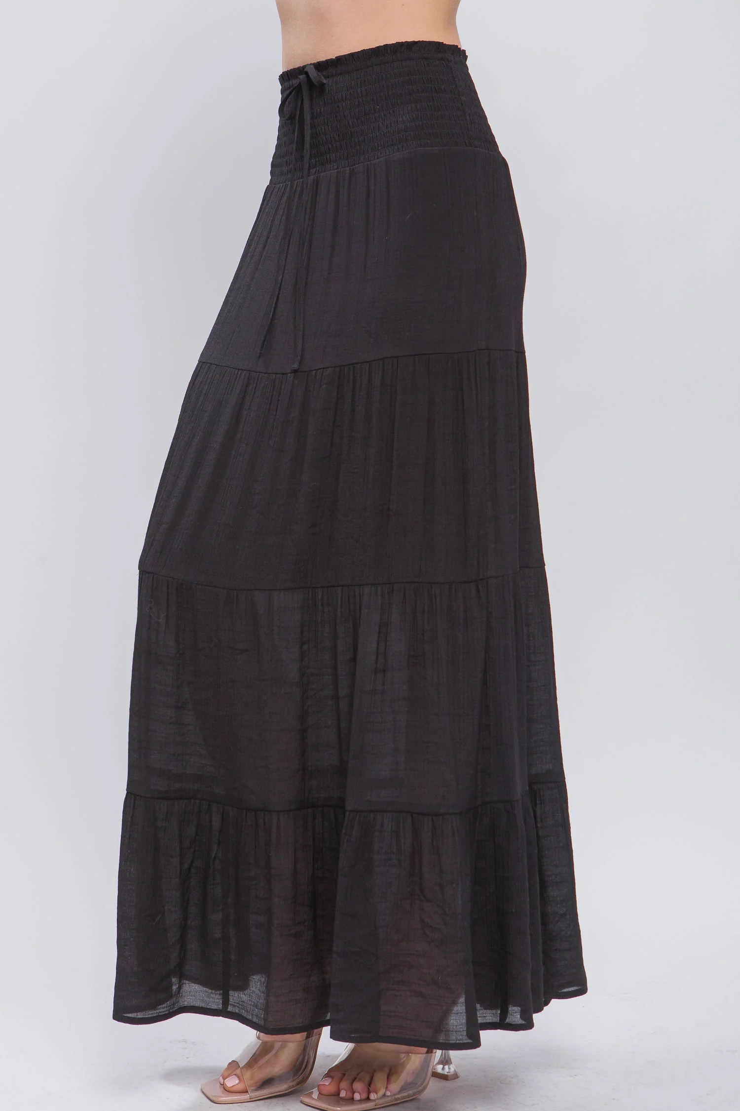 Bohemian Smocked Tiered Maxi Skirt - Image 8